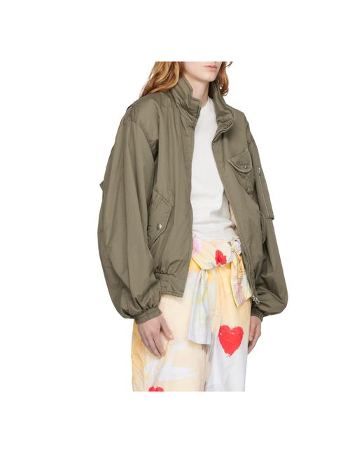 OPEN YY Green Cargo-Style Bomber Jacket