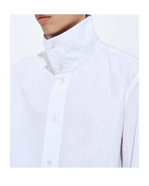 Bottega Veneta White Cotton Poplin Pinstripes Shirt for men