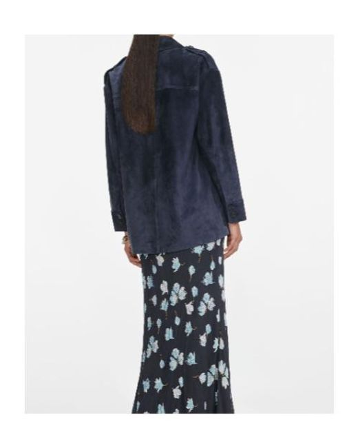 Self-Portrait Blue Suede Oversized Jacket