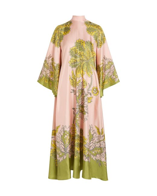 LaDoubleJ Yellow Magnifico Printed Silk Maxi Dress