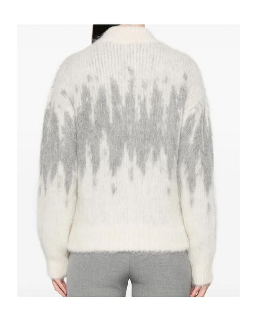 Peserico White Zipped Round Neck Cardigan