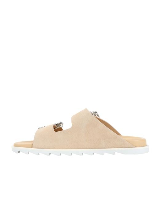 Roger Vivier White Embellished Slip-On Sandals