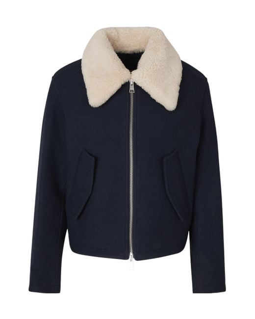 AMI Blue Long-Sleeved Zipped Jacket for men