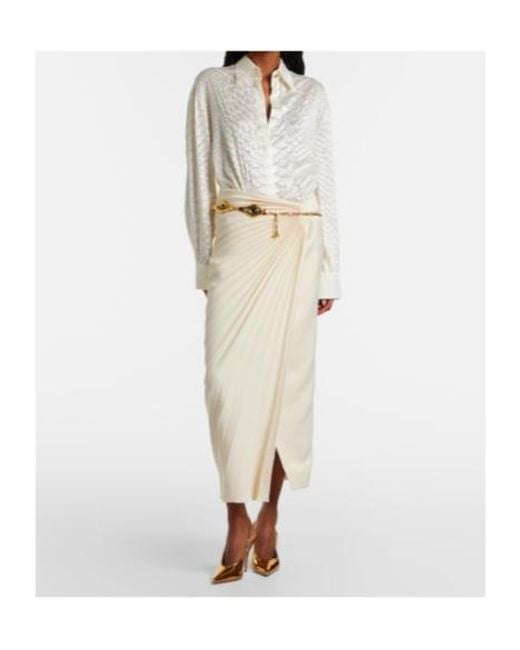 Roberto Cavalli White Pleated Midi Skirt