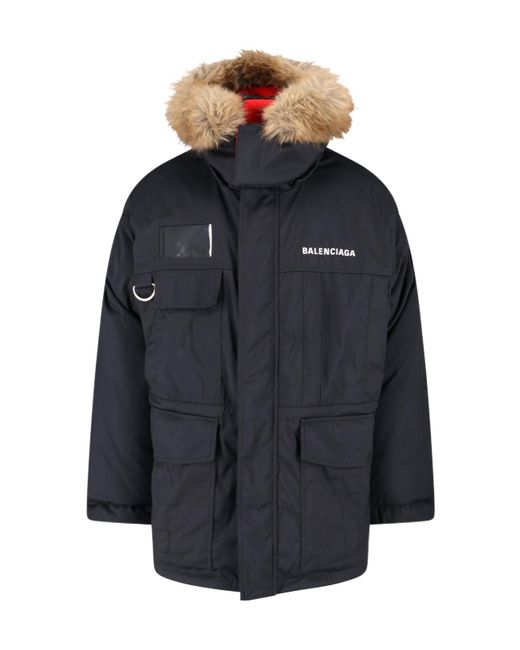 Balenciaga Blue Logo Reversible Down Jacket for men