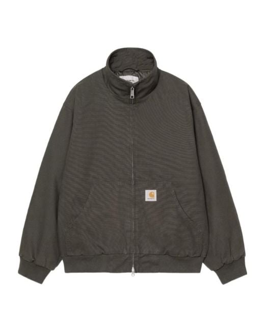 Carhartt Gray Ravon Logo-Patch Zip-Up Jacket for men