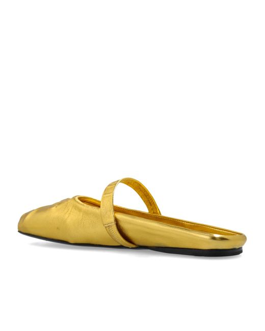 Marni Yellow Metallic Ballerina Shoes