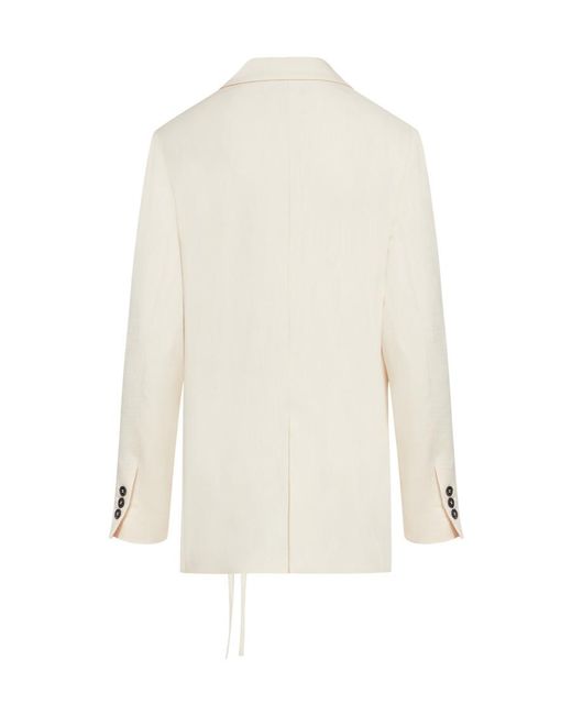 MSGM White Lace-Up Tailored Blazer