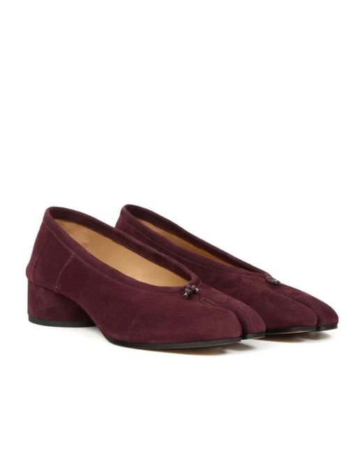 Maison Margiela Purple Tabi Block-Heel Suede Pumps