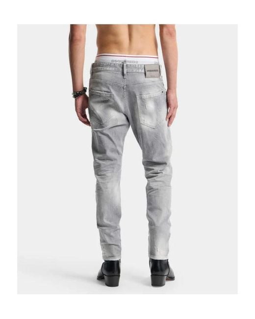 DSquared² Gray Slim-Fit Distressed Jeans for men