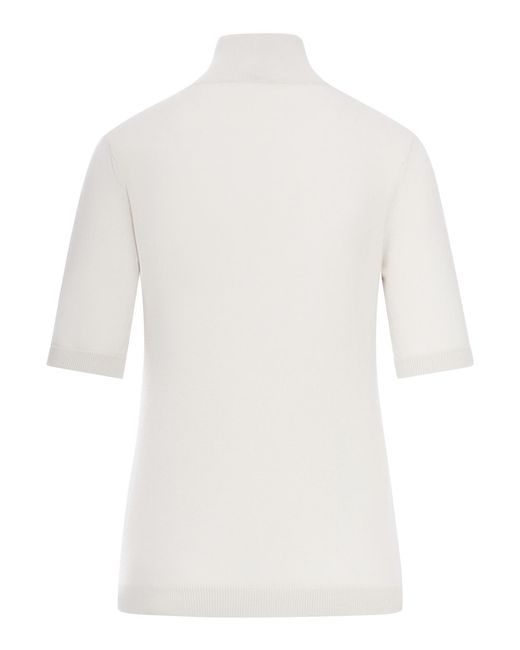 Max Mara White Short-Sleeved Turtleneck Sweater
