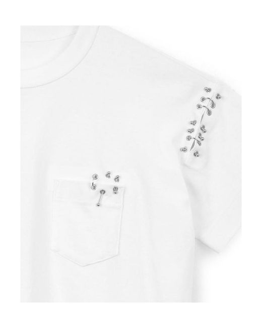 Sacai White Piercing Crew-Neck Cotton T-Shirt