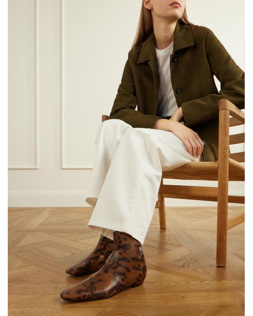 Proenza Schouler Brown Trap Snake-Effect Leather Ankle Boots