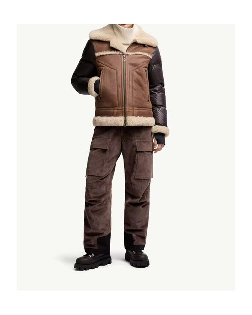 Moncler Brown Grenoble Short Shearling Down Jacket for men