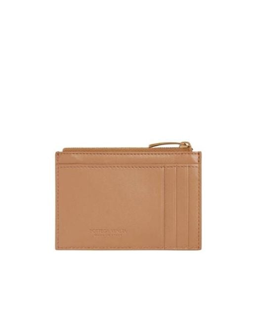 Bottega Veneta Natural Intrecciato Zipped Card Case