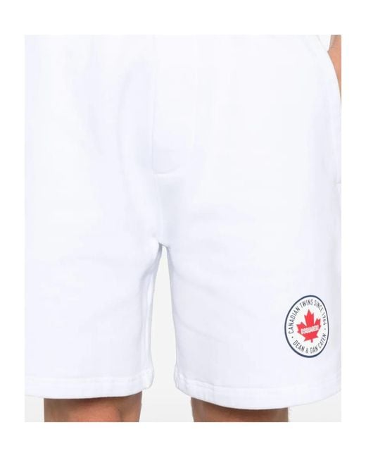 DSquared² White Logo-Print Track Shorts for men