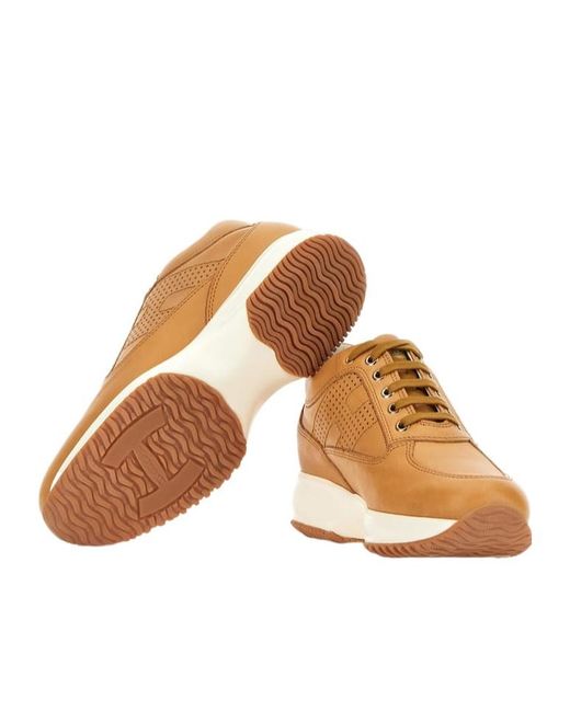 Hogan Brown Interactive Lace-Up Sneakers