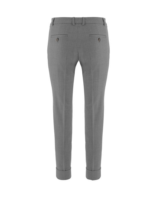 Ql2 Gray Casual Trousers With Belt Loops