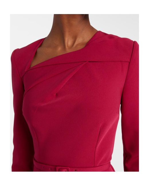 Roland Mouret Red Belted Crêpe Midi Dress