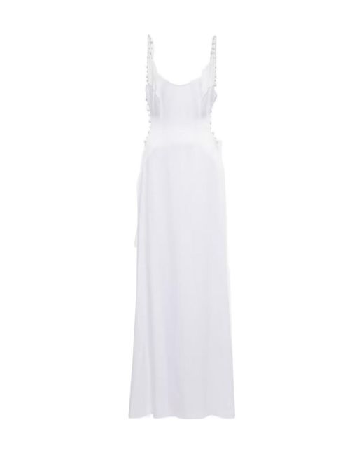 Galvan White Bridal Pearled Cove Cutout Gown