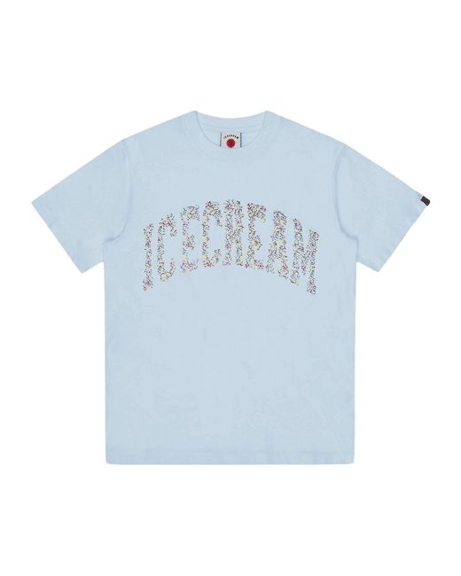 ICECREAM Blue Crew Neck Short-Sleeved T-Shirt for men