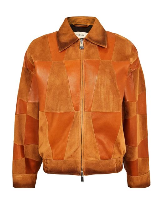 Versace Orange Quilted Leather Jacket