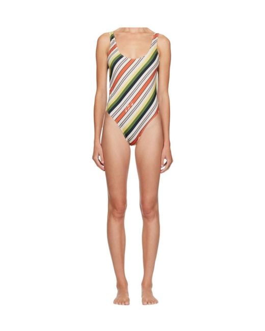 Jean Paul Gaultier Multicolor Diagonal Striped One-Piece Swimsuit
