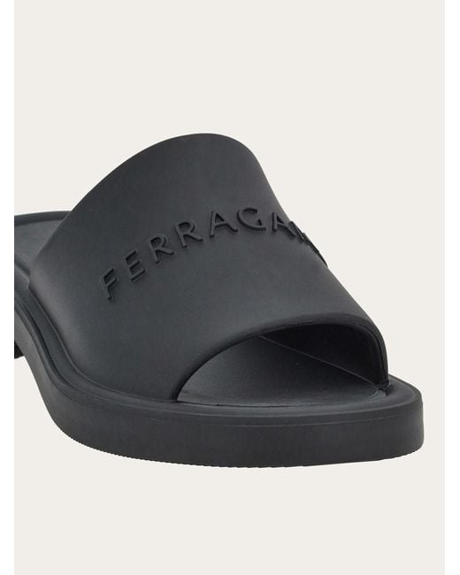 Ferragamo Black Logo-Embossed Sandals for men