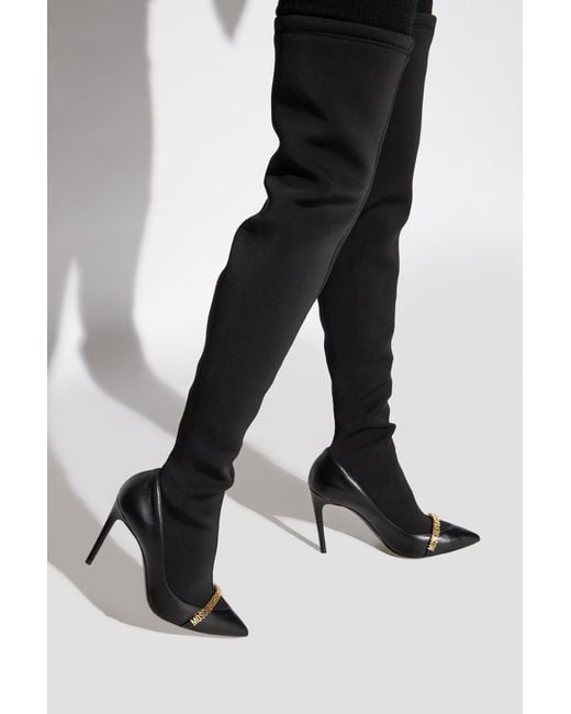 Moschino Black Embossed-Logo 110Mm Leather Boots