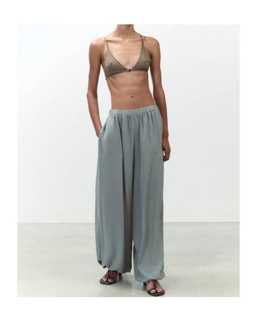 Alysi Gray Wide-Leg Drawstring Pants