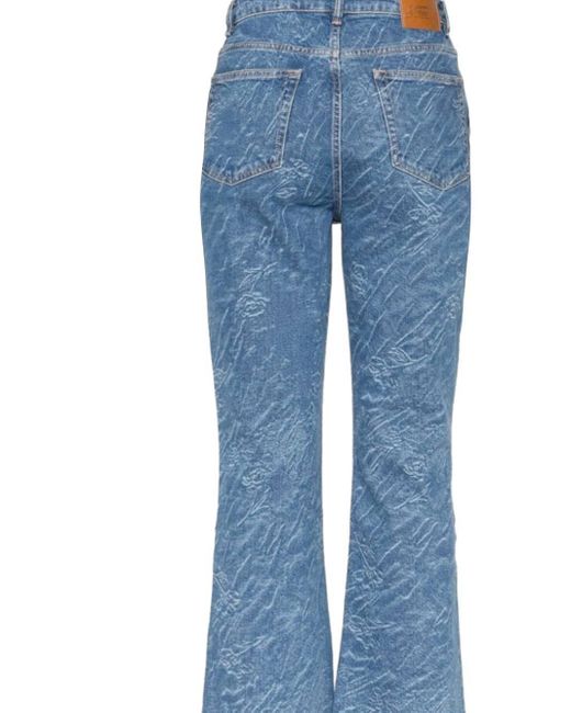 Ganni Blue Textured Five-Pocket Jeans