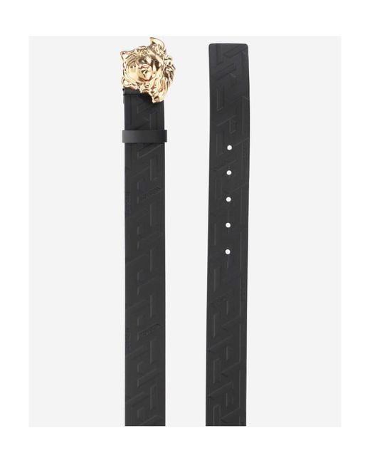 Versace White Medusa Plaque Allover Logo Embossed Belt for men