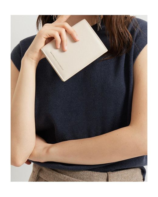 Brunello Cucinelli Natural Grained Leather Passport Holder