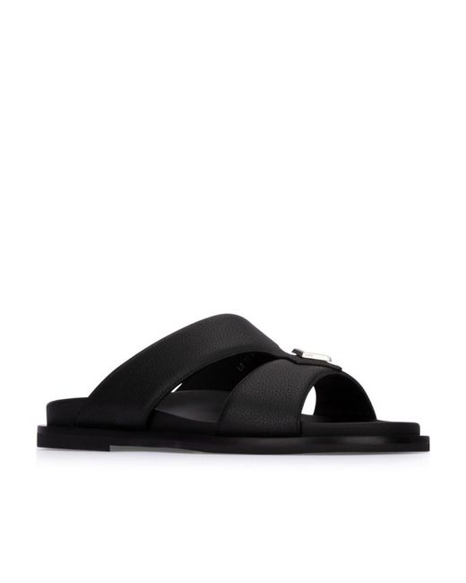 Dior Black Homme Logo Plaque Slip-On Sandals for men