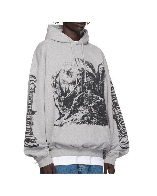 Vetements Men's Gray Goth Oversized Hoodie