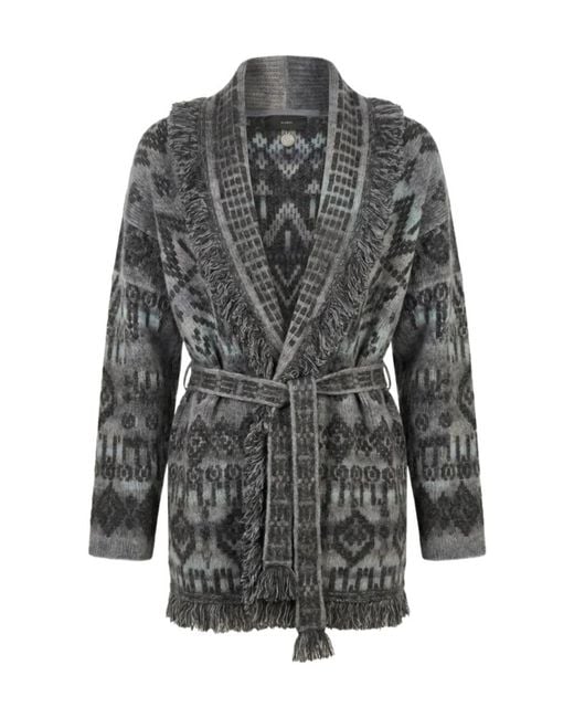 Alanui Gray Long-Sleeve Belted Cardigan