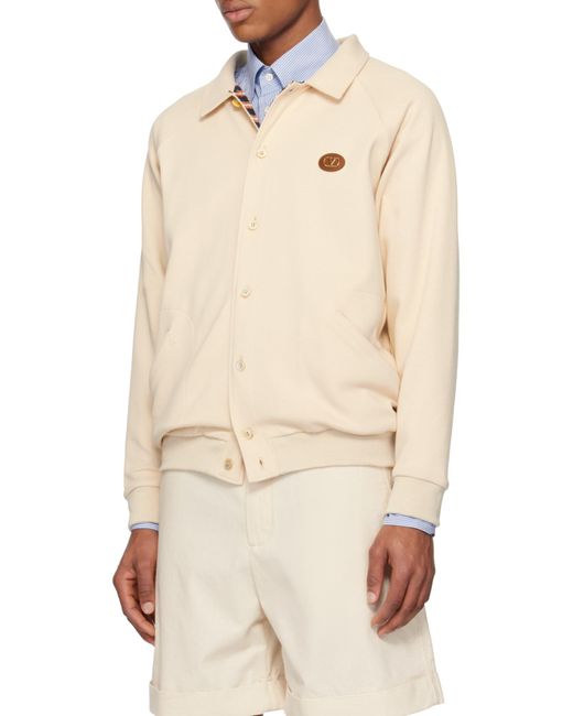 Valentino Natural Vlogo Signature Button-Up Bomber Jacket for men