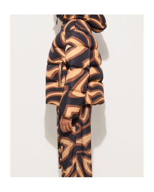 Emilio Pucci Brown Pucci Abstract Printed Hooded Padded Jacket