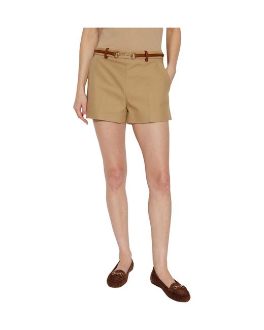 Gucci Natural Horsebit Detailed Shorts