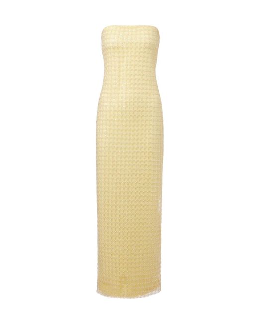 ROTATE BIRGER CHRISTENSEN Yellow Embellished Off-The-Shoulder Gown