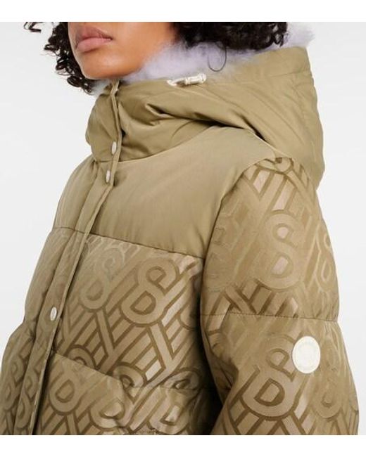 Yves Salomon Green Logo Shearling-Trimmed Down Jacket