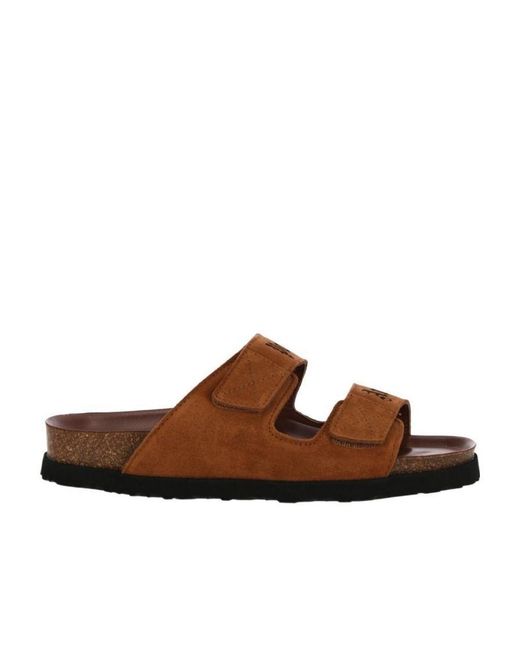 Palm Angels Brown Logo-Print Touch-Strap Sandals