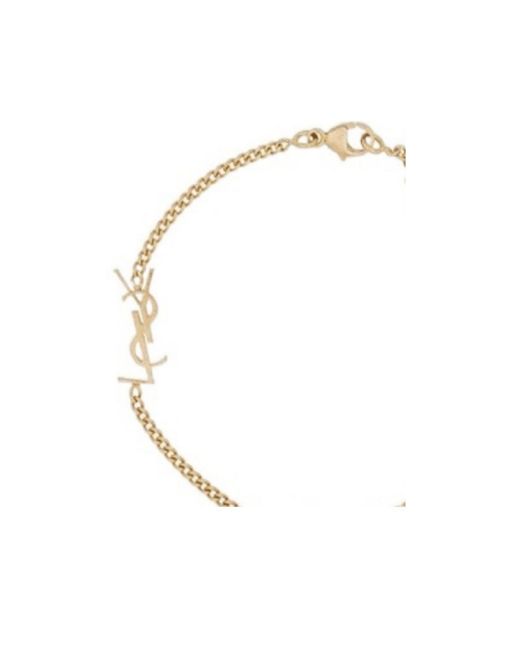 Saint Laurent Metallic Cassandre Heart Charm Bracelet