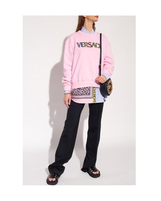 Versace Pink Embroidered Cotton Sweatshirt