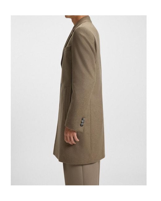 Boss Brown Boss Button-Up Slim-Fit Coat for men