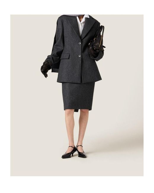 Miu Miu Black Double Wool Skirt