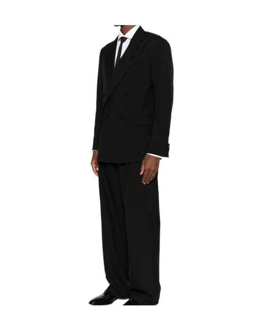 Lardini Black Double-Breasted Peak-Lapel Jacket for men