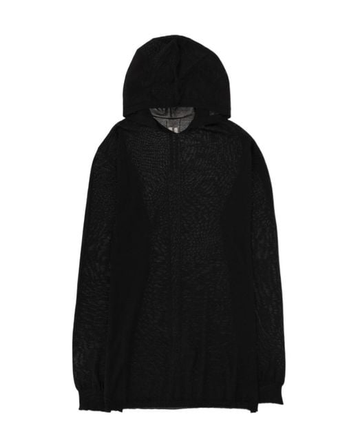 Rick Owens Black Wool Hooded Sweatshirt for men