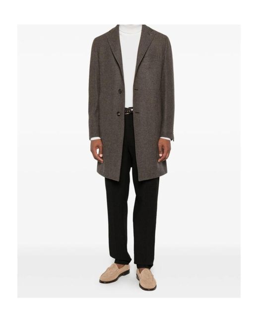 Tagliatore Brown Long-Sleeved Coat for men