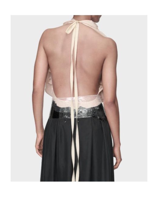 Maison Margiela Natural Ruffled Open Back Top